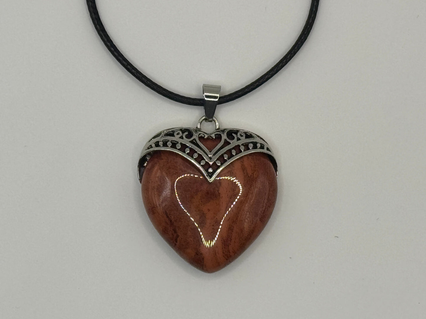 Gothic heart shaped stone pendant