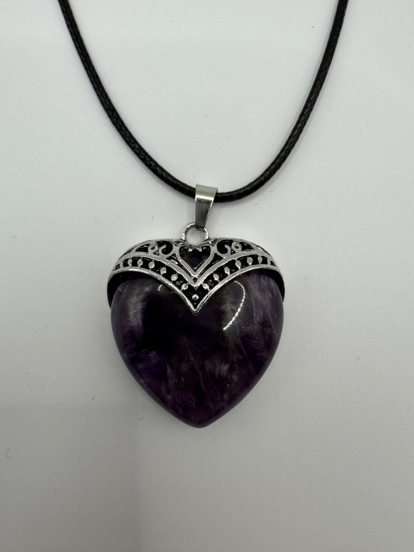 Gothic heart shaped stone pendant