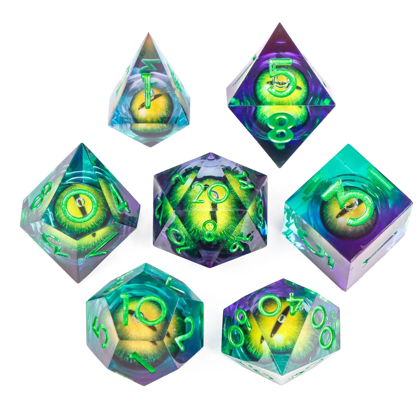 Liquid Core Dragon Eye Dice sets. Choose from a variety of colours!