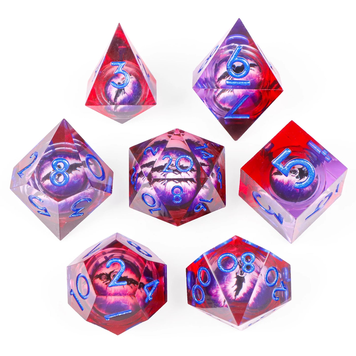 Liquid Core Dragon Eye Dice sets. Choose from a variety of colours!