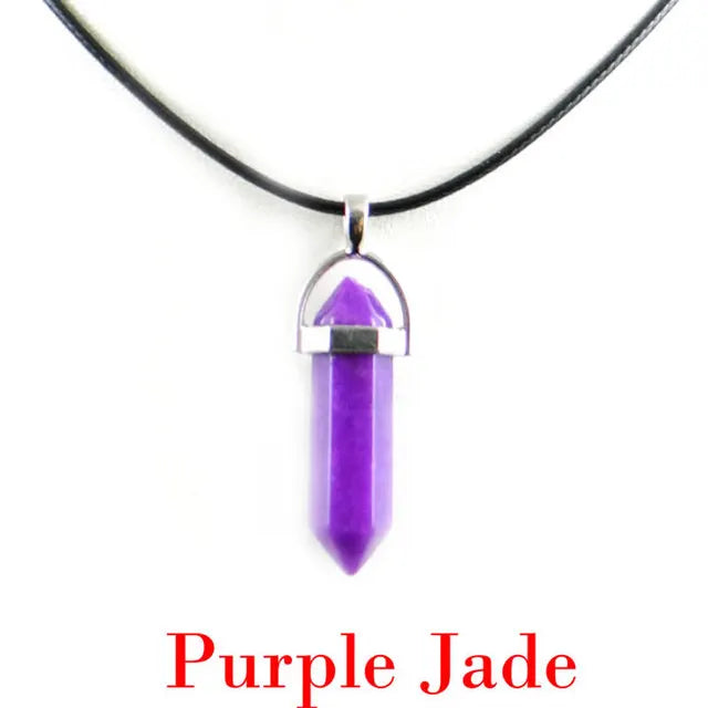 Hexagonal Rod Natural Stone or Synthetic Gemstone Chrystal Pendants. Lovely simple stone pendant for all types of geeks!