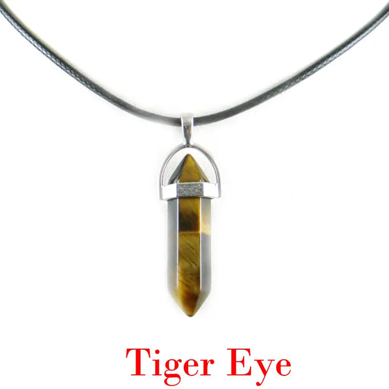 Hexagonal Rod Natural Stone or Synthetic Gemstone Chrystal Pendants. Lovely simple stone pendant for all types of geeks!