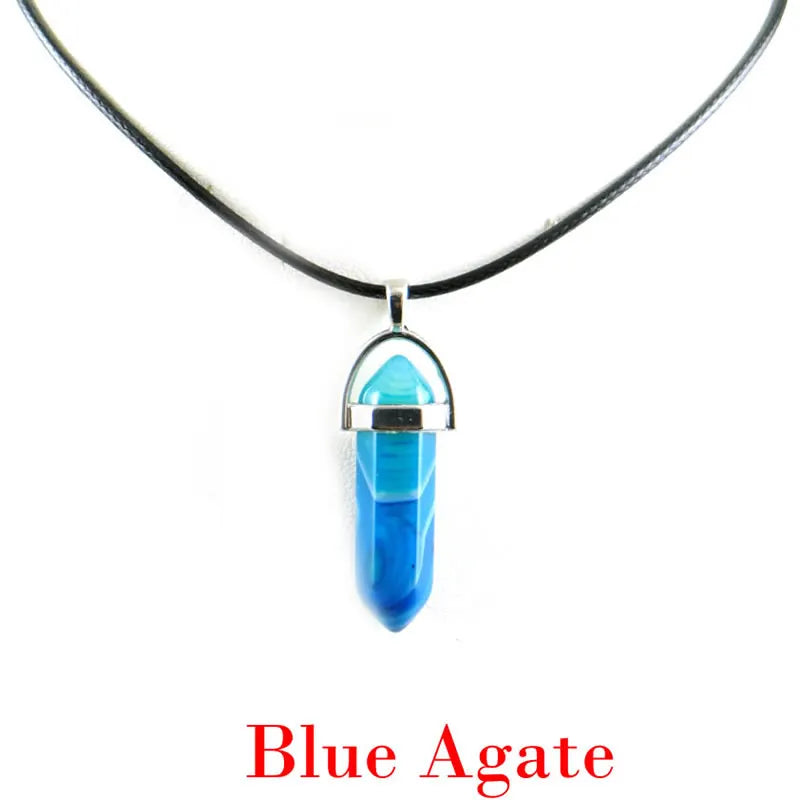 Hexagonal Rod Natural Stone or Synthetic Gemstone Chrystal Pendants. Lovely simple stone pendant for all types of geeks!
