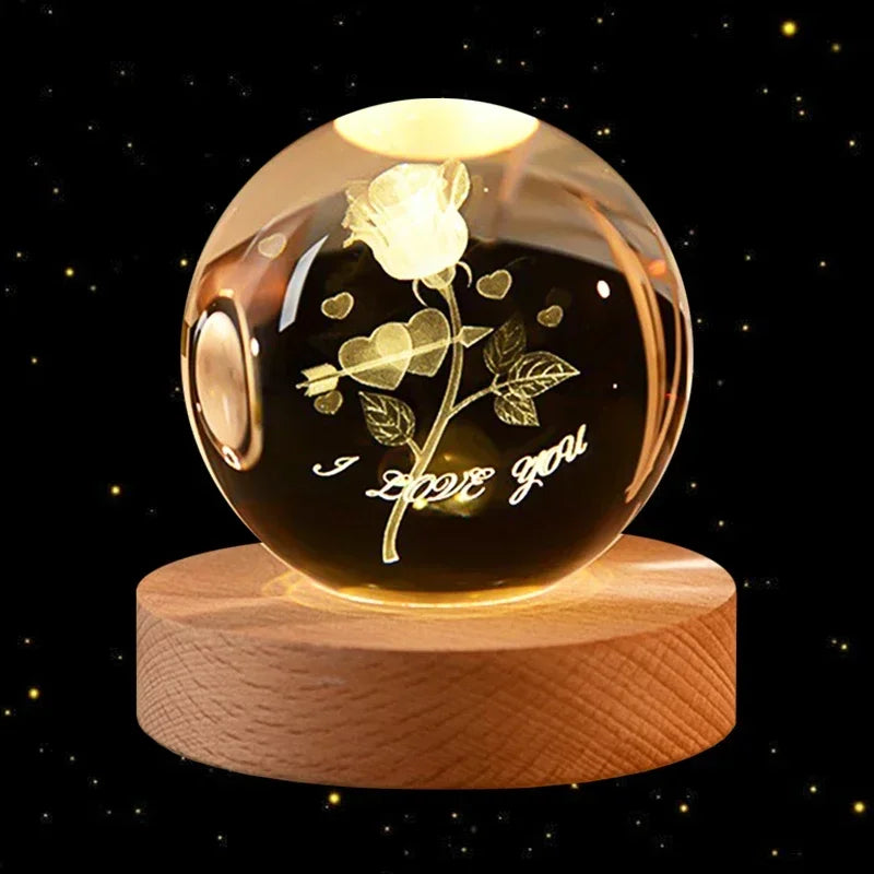 Illuminate you desk, bookshelf or night stand with one of these cool 6cm 3D Crystal globe lights. Choose from a variety of themes such as the Moon, Saturn, the Galaxy and the Solar System.