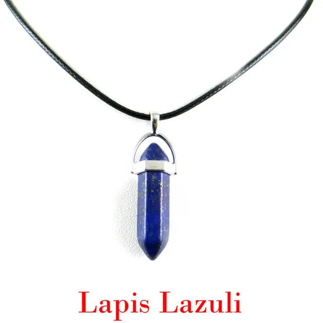 Hexagonal Rod Natural Stone or Synthetic Gemstone Chrystal Pendants. Lovely simple stone pendant for all types of geeks!