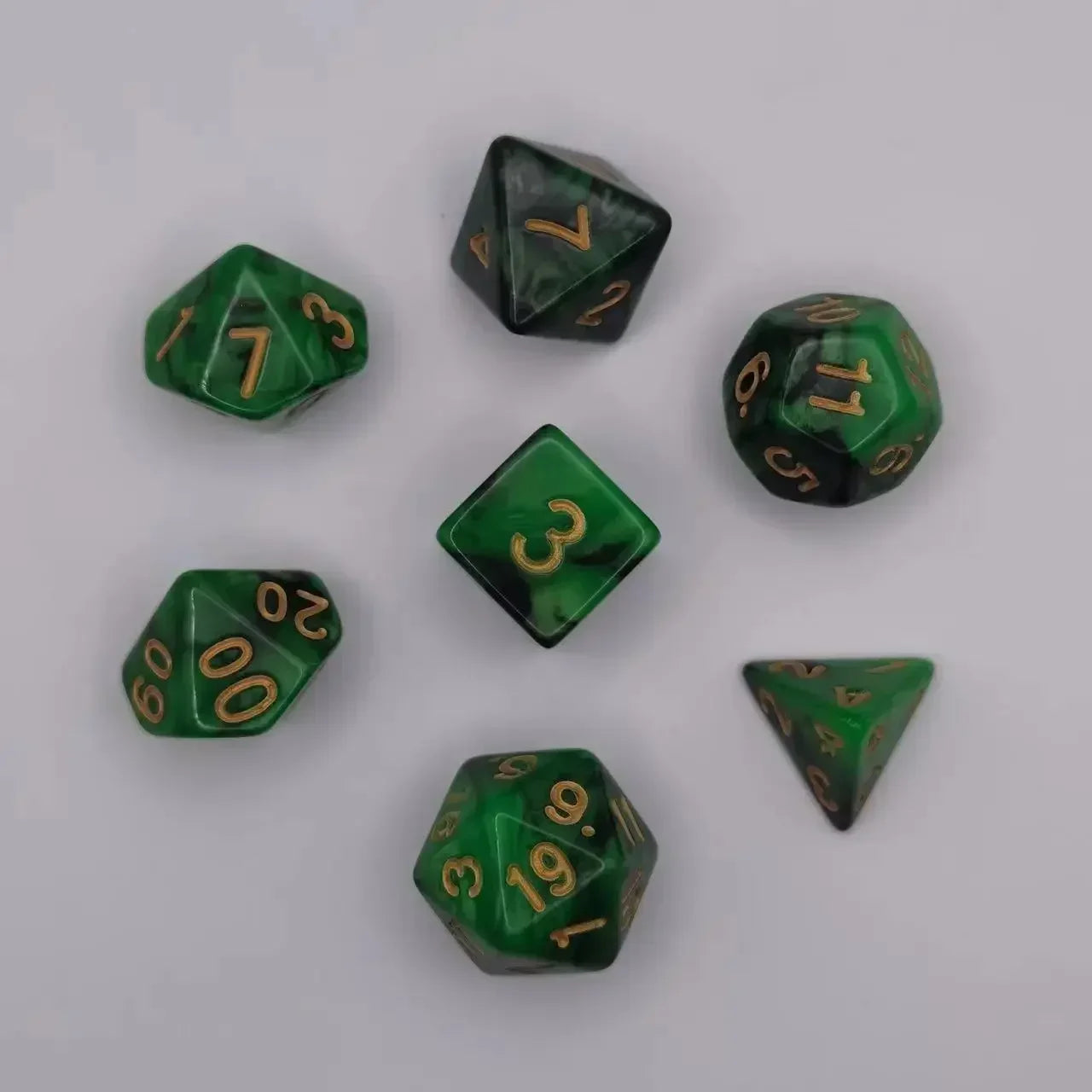 7pcs Set Dual Color Polyhedral Dice Number Dice Kit DND Dice Set for TRPG RPG COC D20 D12 D10 D8 D6 D4 Board Game Running Group