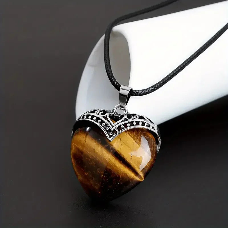 Beautiful Heart Shaped Natural Stone Pendants for the Goth, Steampunk and Boho geeks. Or for those who love the style!