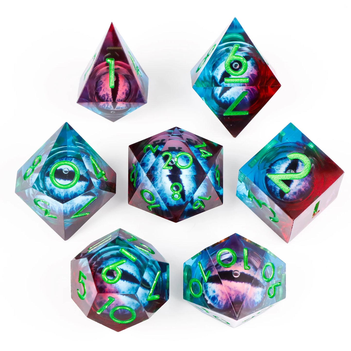 Liquid Core Dragon Eye Dice sets. Choose from a variety of colours!