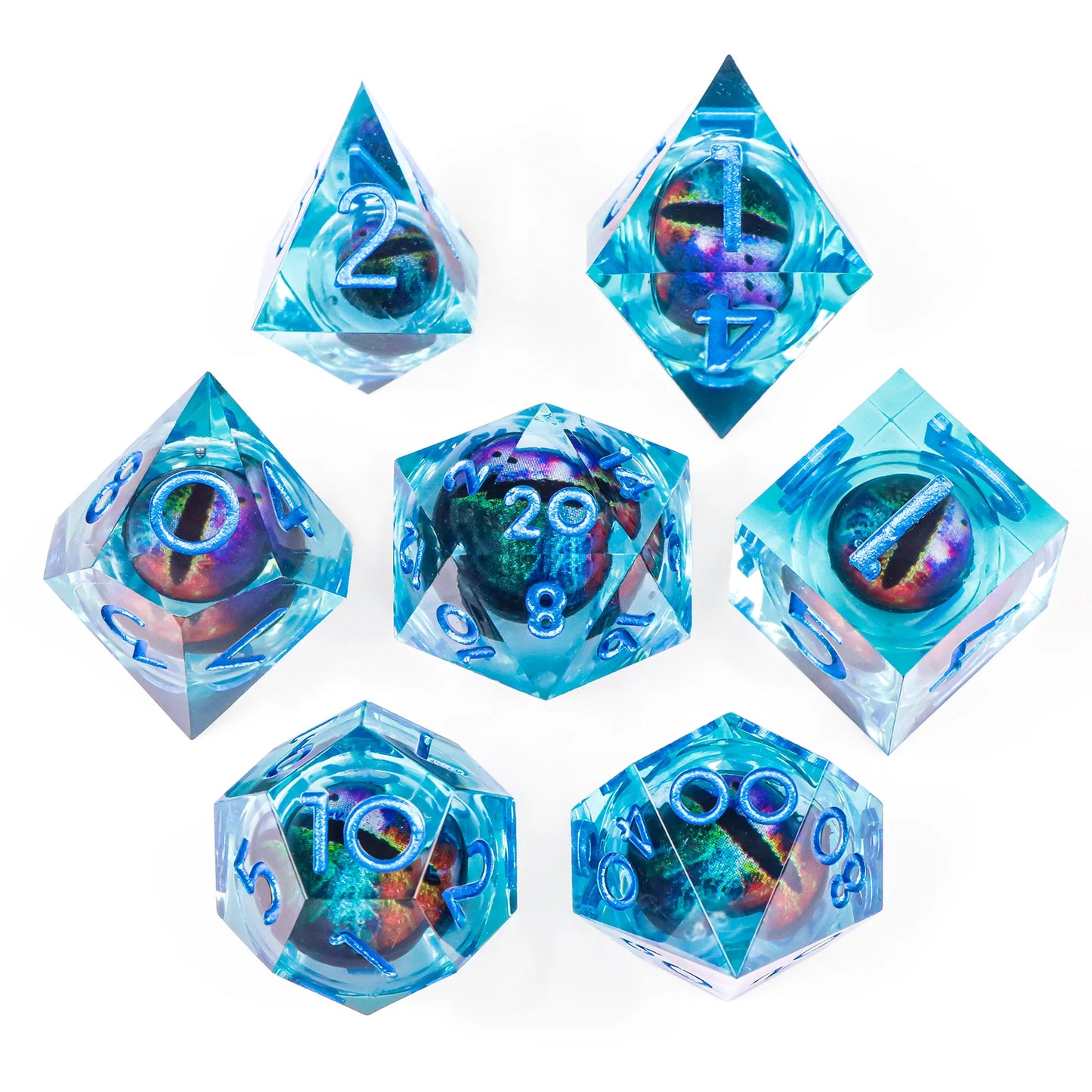 Liquid Core Dragon Eye Dice sets. Choose from a variety of colours!