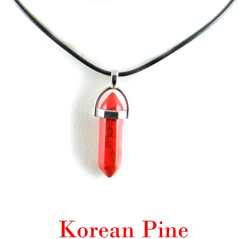 Hexagonal Rod Natural Stone or Synthetic Gemstone Chrystal Pendants. Lovely simple stone pendant for all types of geeks!