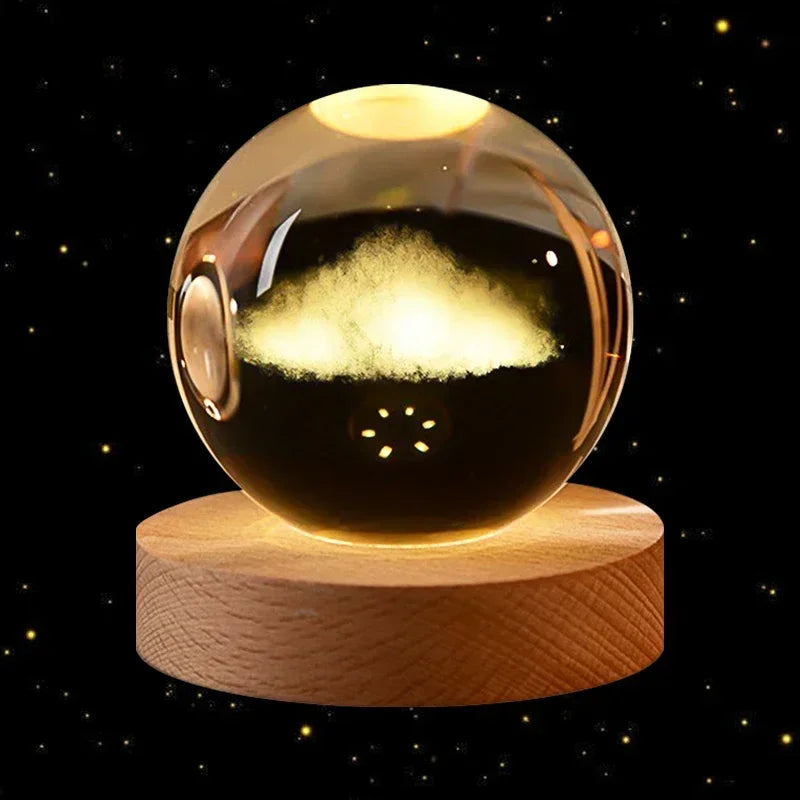 Illuminate you desk, bookshelf or night stand with one of these cool 6cm 3D Crystal globe lights. Choose from a variety of themes such as the Moon, Saturn, the Galaxy and the Solar System.