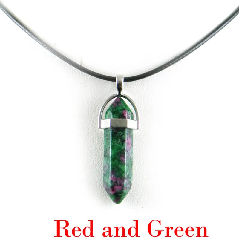 Hexagonal Rod Natural Stone or Synthetic Gemstone Chrystal Pendants. Lovely simple stone pendant for all types of geeks!