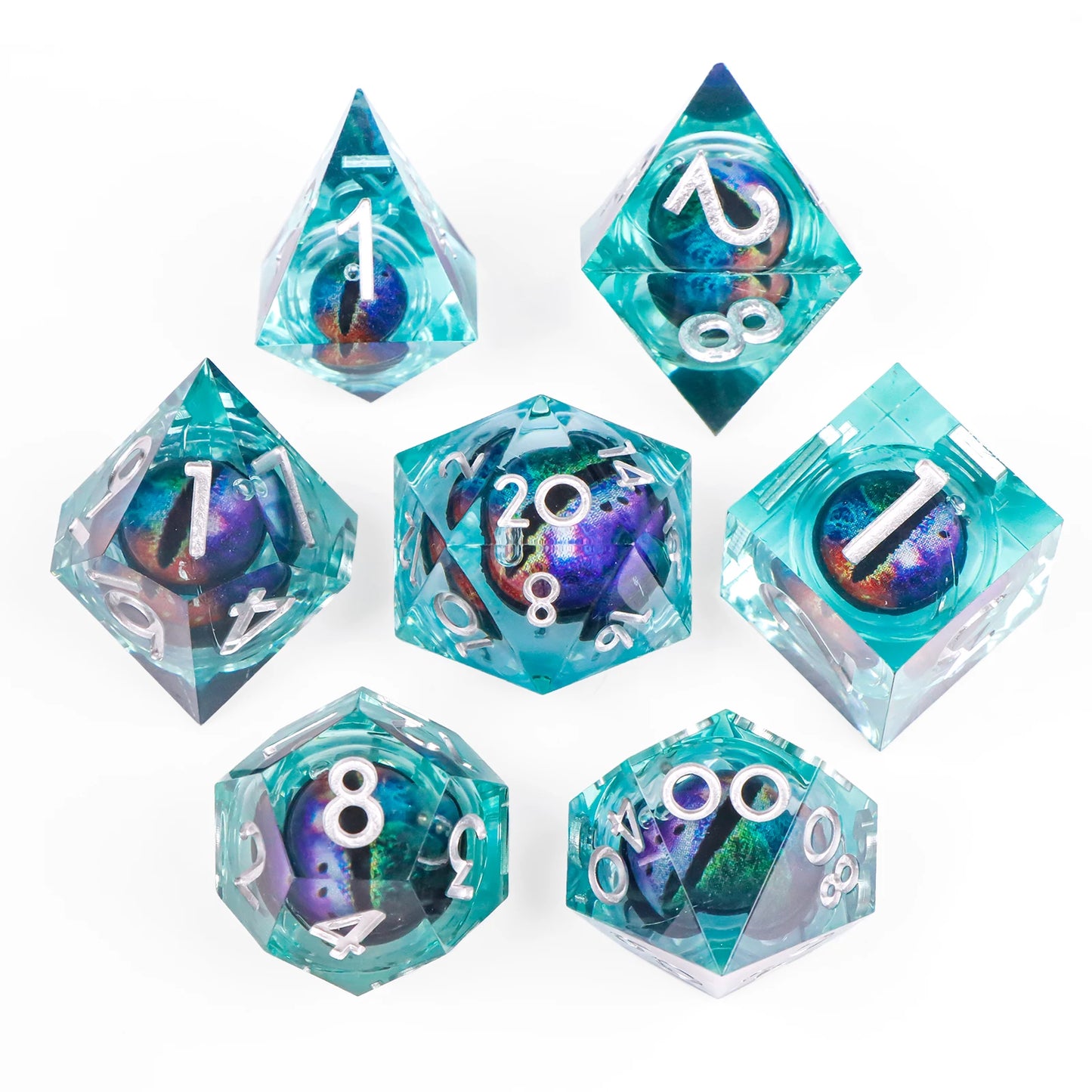 Liquid Core Dragon Eye Dice sets. Choose from a variety of colours!