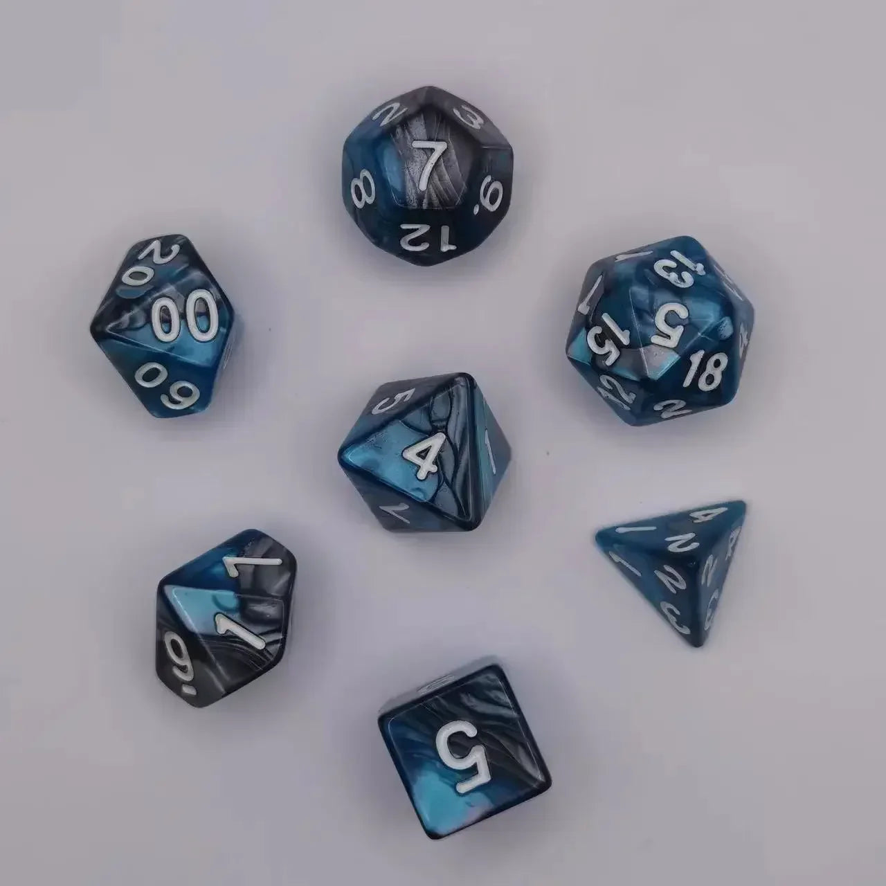 7pcs Set Dual Color Polyhedral Dice Number Dice Kit DND Dice Set for TRPG RPG COC D20 D12 D10 D8 D6 D4 Board Game Running Group
