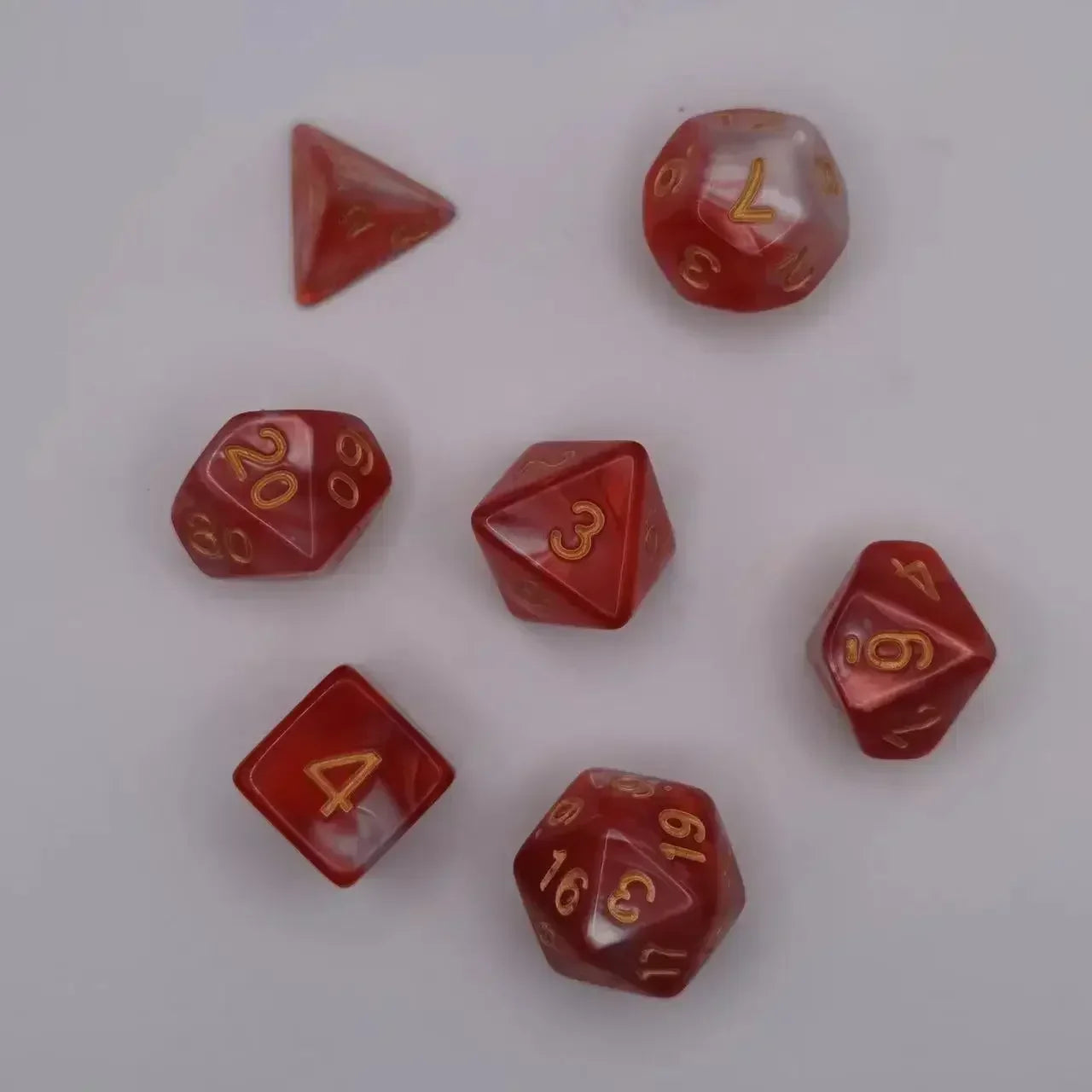 7pcs Set Dual Color Polyhedral Dice Number Dice Kit DND Dice Set for TRPG RPG COC D20 D12 D10 D8 D6 D4 Board Game Running Group