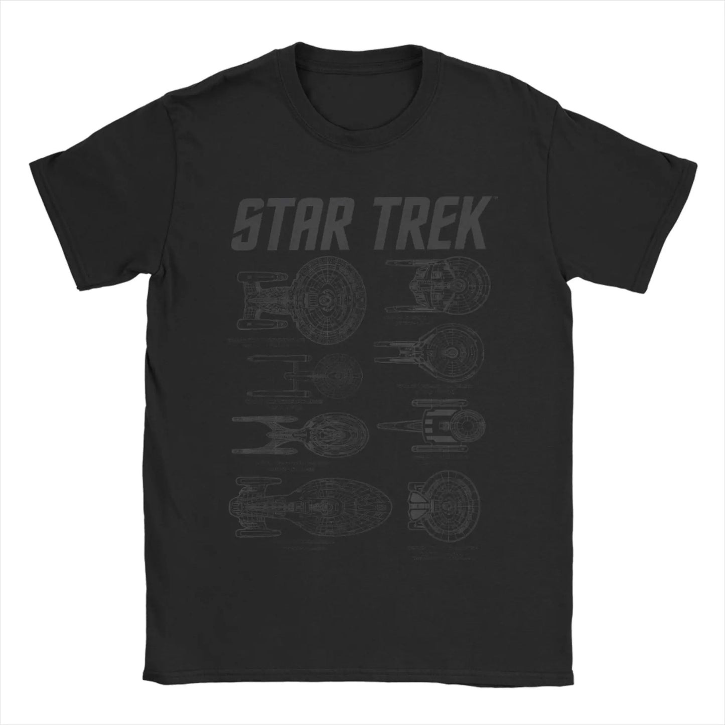 Star Trek T-Shirt Mens Spaceships Of Starfleet round Neck Short Sleeve T Shirt.