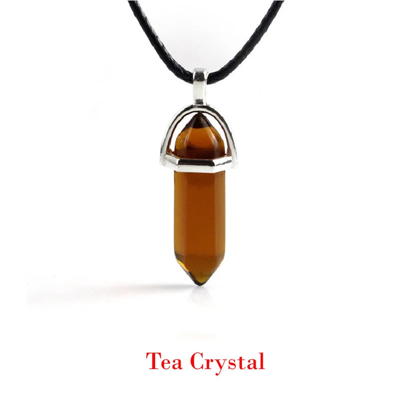 Hexagonal Rod Natural Stone or Synthetic Gemstone Chrystal Pendants. Lovely simple stone pendant for all types of geeks!