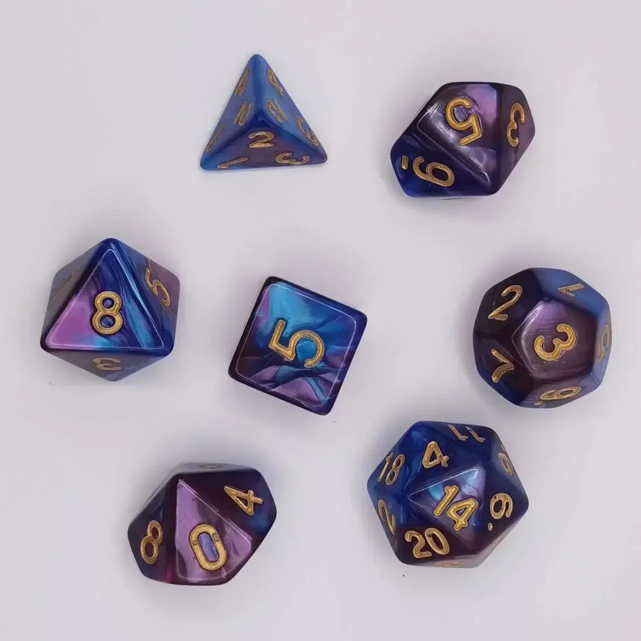 7pcs Set Dual Color Polyhedral Dice Number Dice Kit DND Dice Set for TRPG RPG COC D20 D12 D10 D8 D6 D4 Board Game Running Group