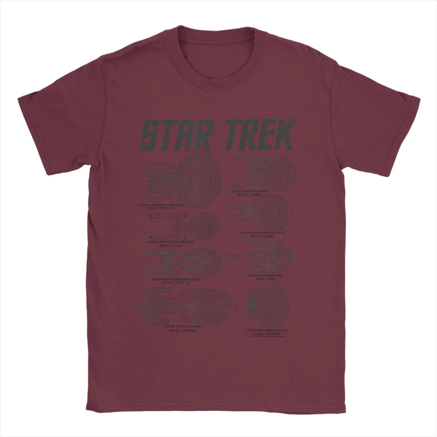 Star Trek T-Shirt Mens Spaceships Of Starfleet round Neck Short Sleeve T Shirt.