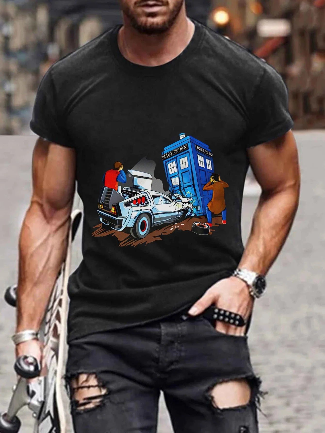Doctor Who/ Back to the Future Cotton Mash up Tee