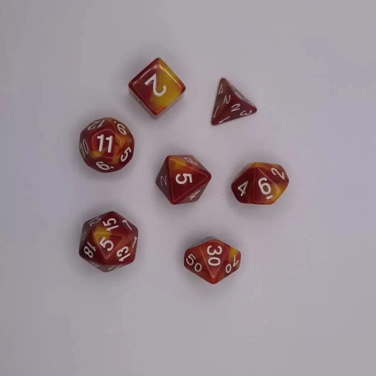 7pcs Set Dual Color Polyhedral Dice Number Dice Kit DND Dice Set for TRPG RPG COC D20 D12 D10 D8 D6 D4 Board Game Running Group