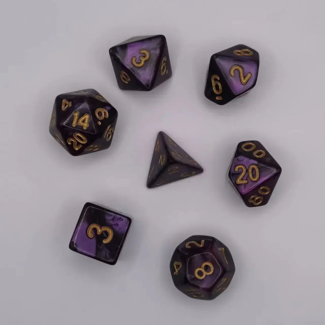 7pcs Set Dual Color Polyhedral Dice Number Dice Kit DND Dice Set for TRPG RPG COC D20 D12 D10 D8 D6 D4 Board Game Running Group