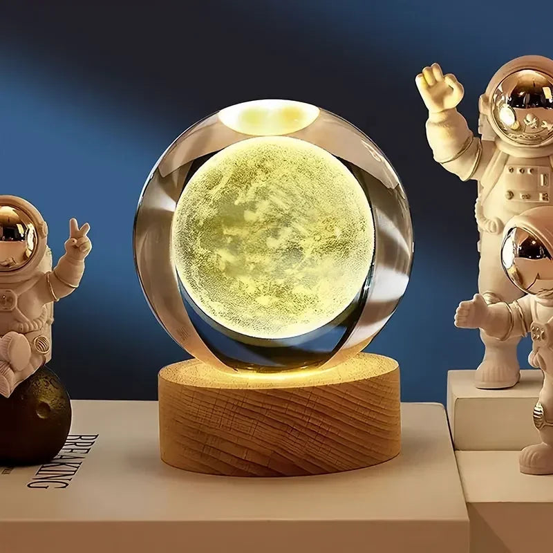 Illuminate you desk, bookshelf or night stand with one of these cool 6cm 3D Crystal globe lights. Choose from a variety of themes such as the Moon, Saturn, the Galaxy and the Solar System.