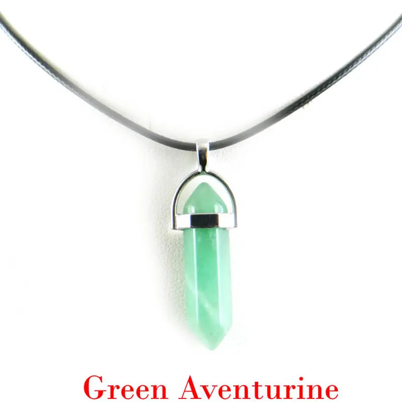 Hexagonal Rod Natural Stone or Synthetic Gemstone Chrystal Pendants. Lovely simple stone pendant for all types of geeks!