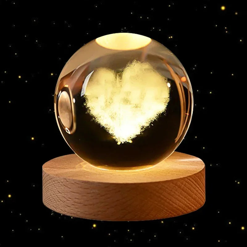 Illuminate you desk, bookshelf or night stand with one of these cool 6cm 3D Crystal globe lights. Choose from a variety of themes such as the Moon, Saturn, the Galaxy and the Solar System.