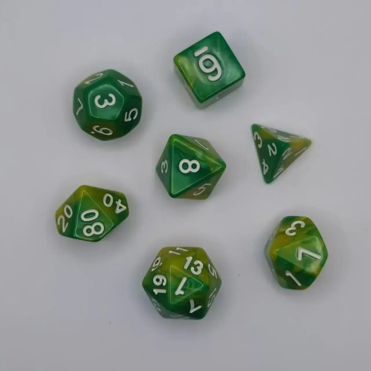 7pcs Set Dual Color Polyhedral Dice Number Dice Kit DND Dice Set for TRPG RPG COC D20 D12 D10 D8 D6 D4 Board Game Running Group