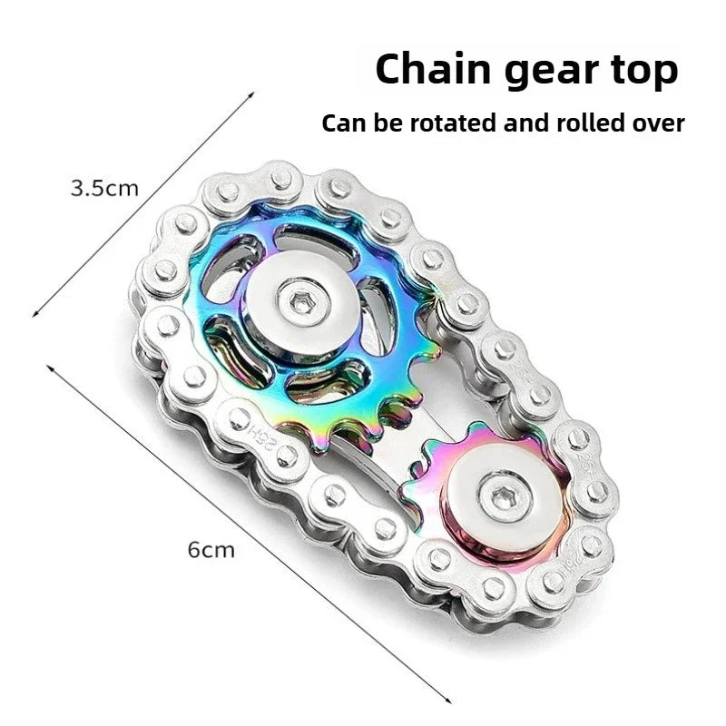 Metal Gear Chain fidget spinner. A different type of fidget and stim toy. Cool and satisfying.