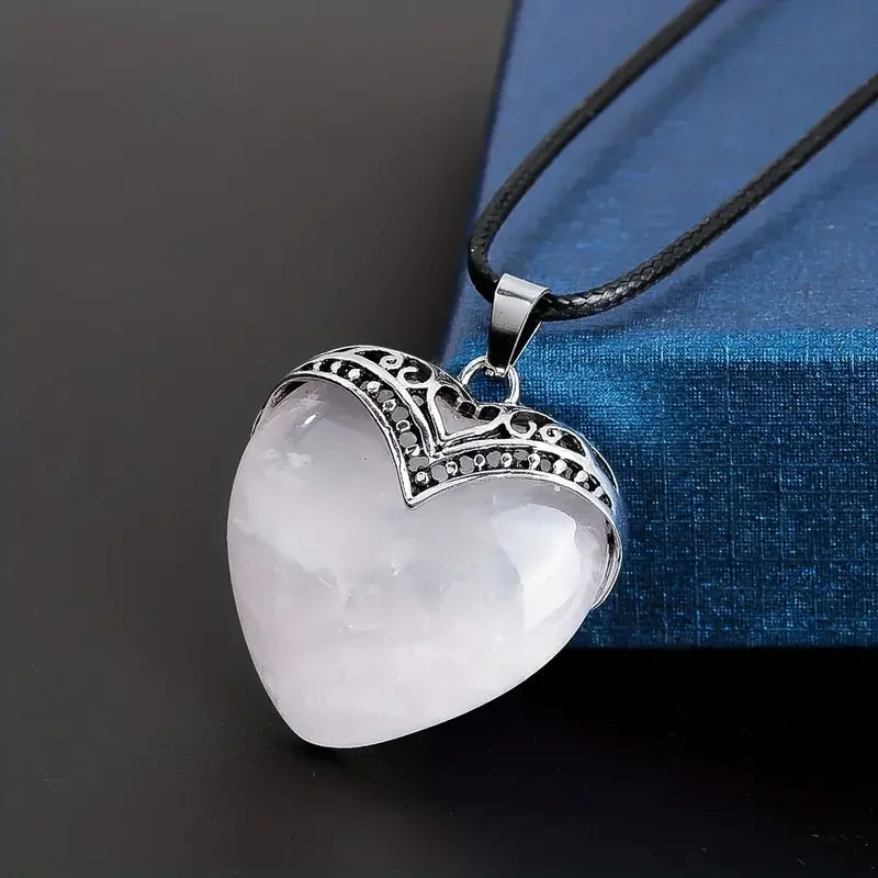 Beautiful Heart Shaped Natural Stone Pendants for the Goth, Steampunk and Boho geeks. Or for those who love the style!