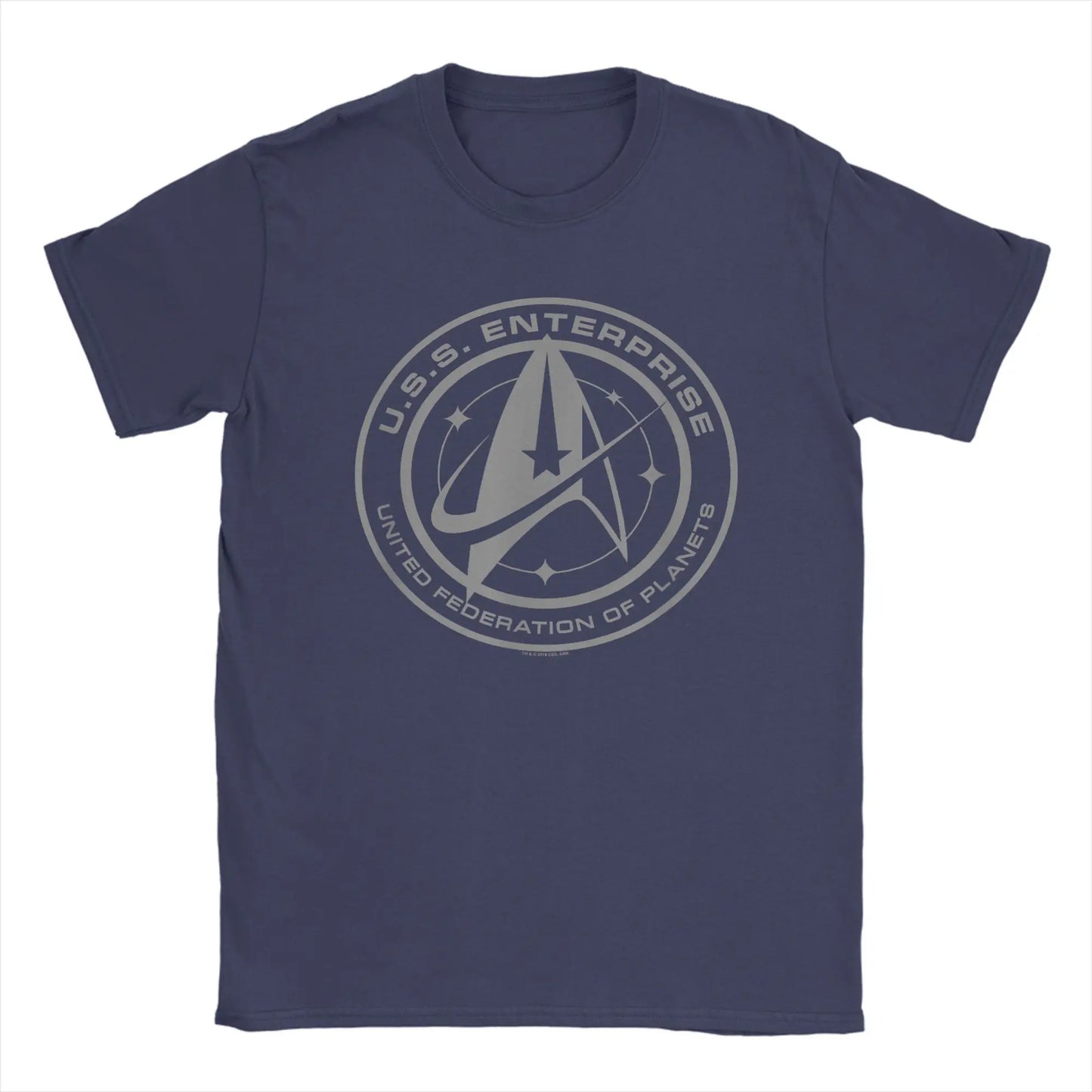 Star Trek Discovery Enterprise Crest T-Shirt for Men. Round Collar 100% Cotton Short Sleeve Tees