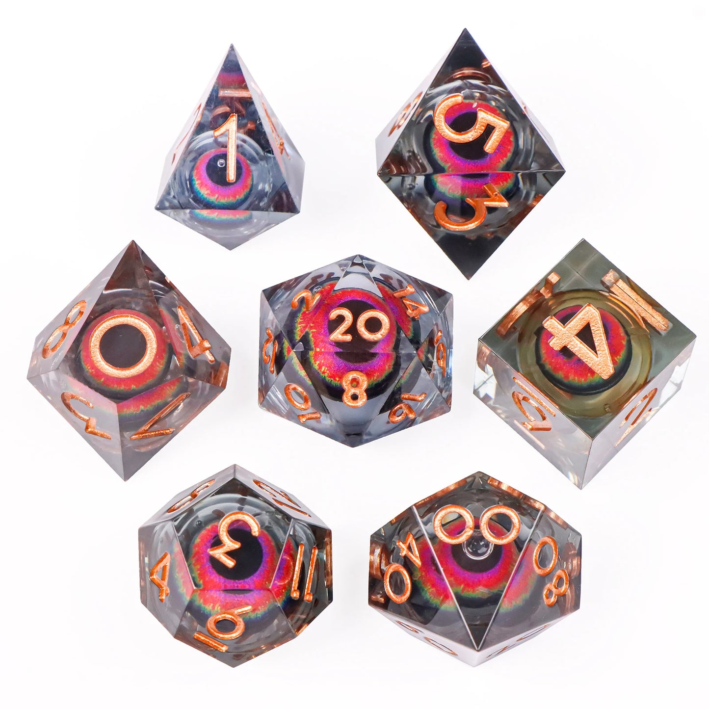 Liquid Core Dragon Eye Dice sets. Choose from a variety of colours!