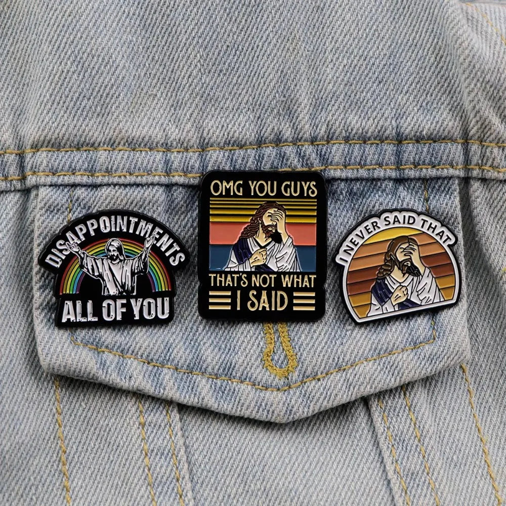 Irreverent Jesus Pins. For those who like to give a bit of cheek to our Christian neighbours.