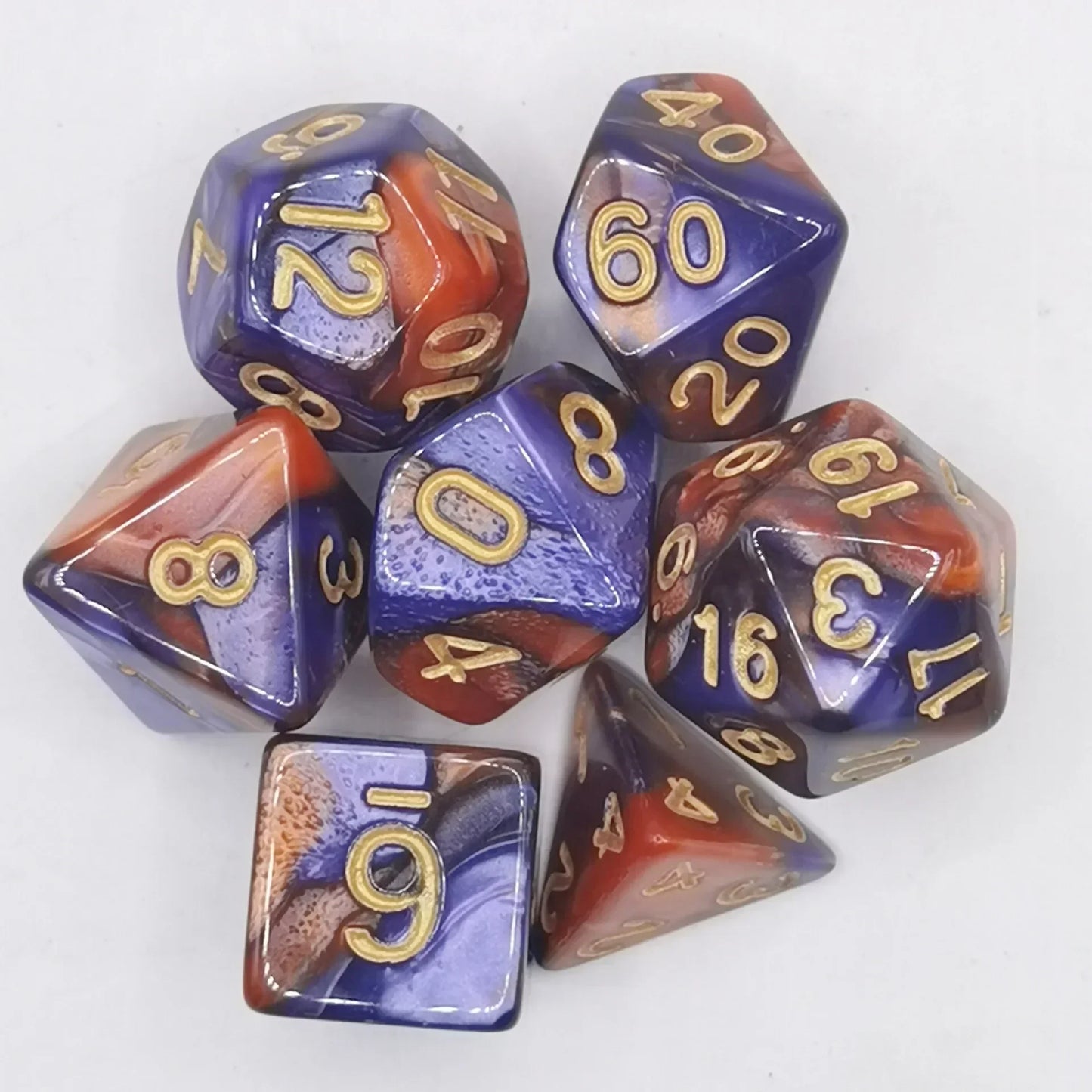 7pcs Set Dual Color Polyhedral Dice Number Dice Kit DND Dice Set for TRPG RPG COC D20 D12 D10 D8 D6 D4 Board Game Running Group