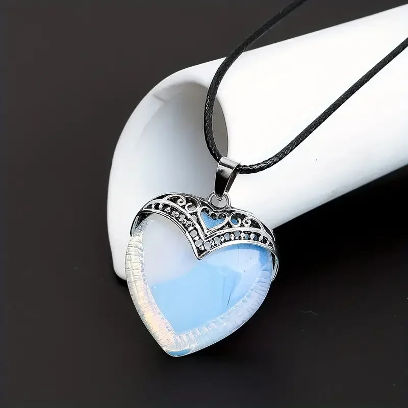 Beautiful Heart Shaped Natural Stone Pendants for the Goth, Steampunk and Boho geeks. Or for those who love the style!