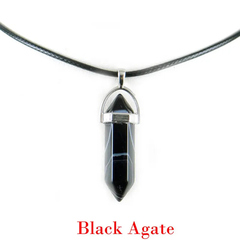 Hexagonal Rod Natural Stone or Synthetic Gemstone Chrystal Pendants. Lovely simple stone pendant for all types of geeks!