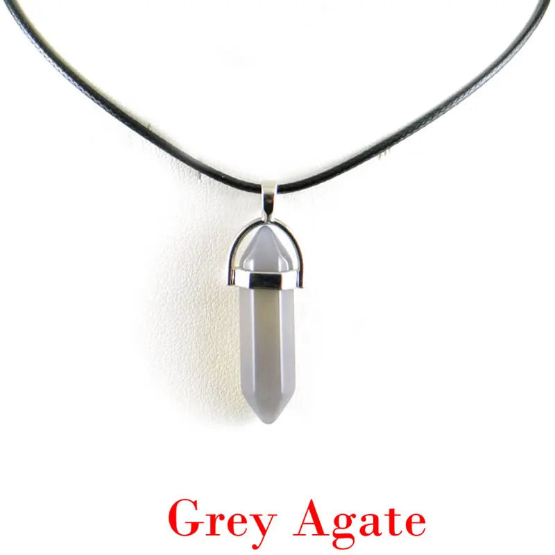 Hexagonal Rod Natural Stone or Synthetic Gemstone Chrystal Pendants. Lovely simple stone pendant for all types of geeks!