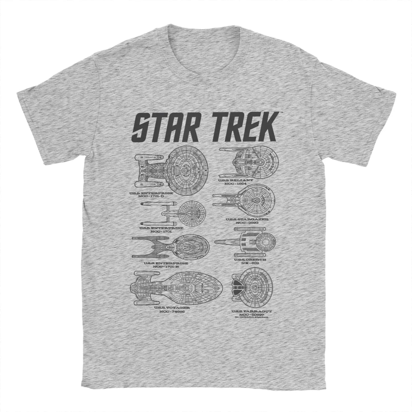 Star Trek T-Shirt Mens Spaceships Of Starfleet round Neck Short Sleeve T Shirt.