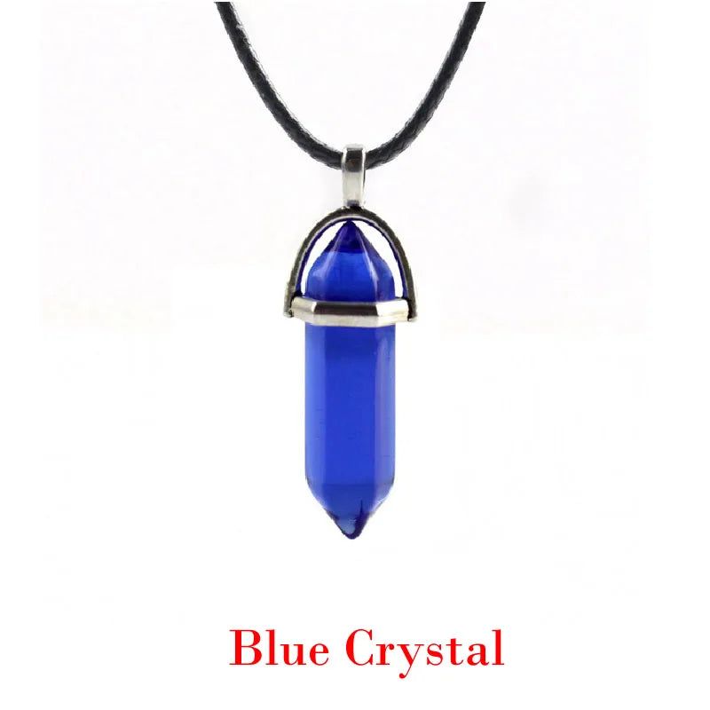 Hexagonal Rod Natural Stone or Synthetic Gemstone Chrystal Pendants. Lovely simple stone pendant for all types of geeks!