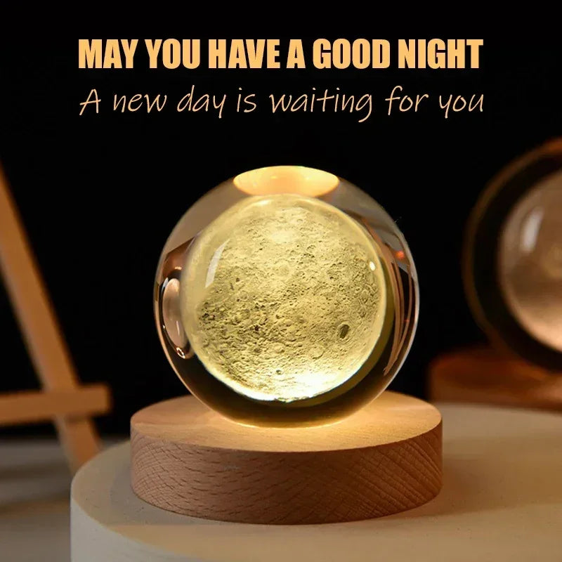 Illuminate you desk, bookshelf or night stand with one of these cool 6cm 3D Crystal globe lights. Choose from a variety of themes such as the Moon, Saturn, the Galaxy and the Solar System.