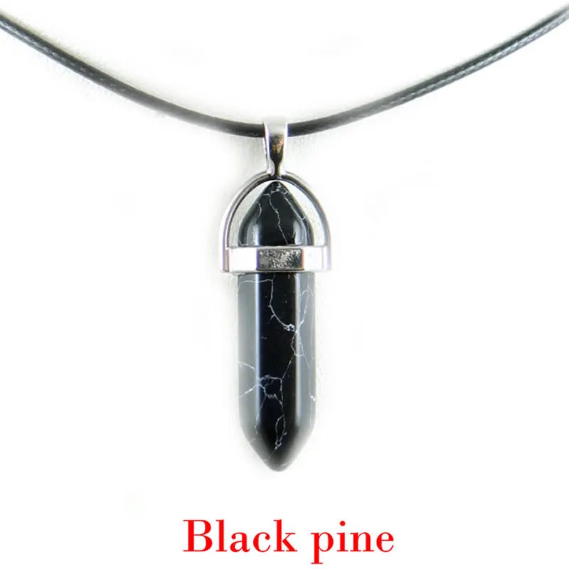 Hexagonal Rod Natural Stone or Synthetic Gemstone Chrystal Pendants. Lovely simple stone pendant for all types of geeks!