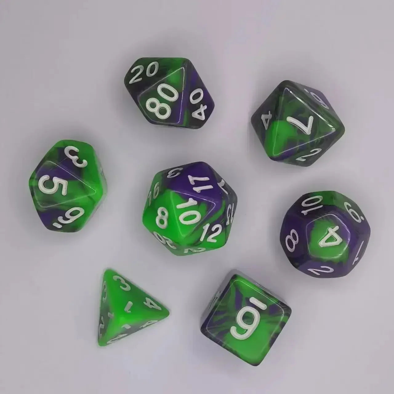 7pcs Set Dual Color Polyhedral Dice Number Dice Kit DND Dice Set for TRPG RPG COC D20 D12 D10 D8 D6 D4 Board Game Running Group