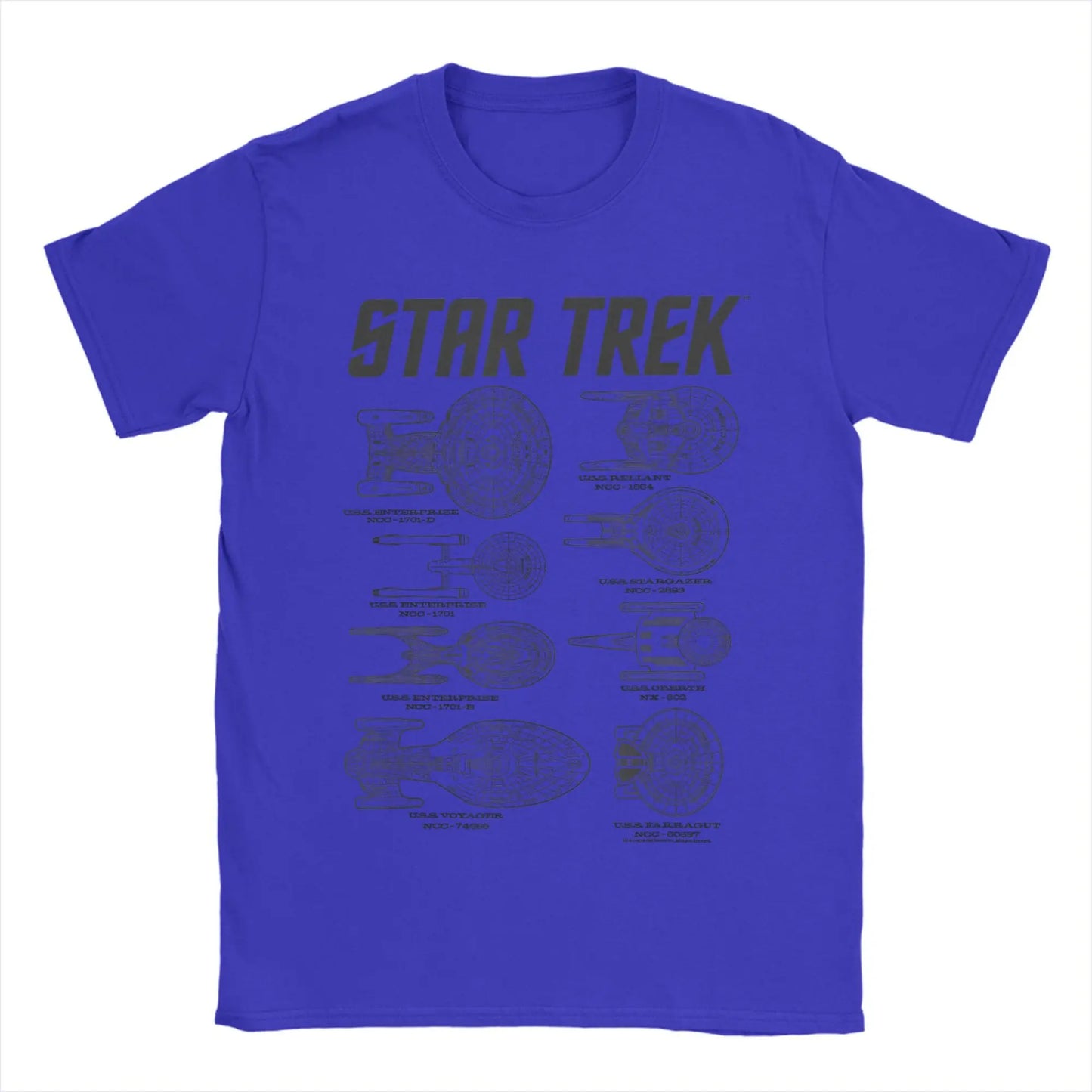 Star Trek T-Shirt Mens Spaceships Of Starfleet round Neck Short Sleeve T Shirt.