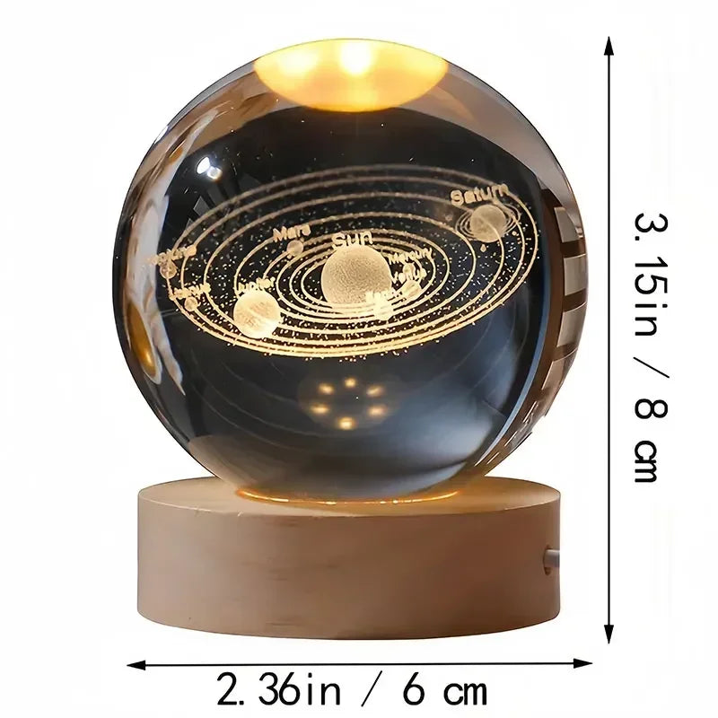 Illuminate you desk, bookshelf or night stand with one of these cool 6cm 3D Crystal globe lights. Choose from a variety of themes such as the Moon, Saturn, the Galaxy and the Solar System.