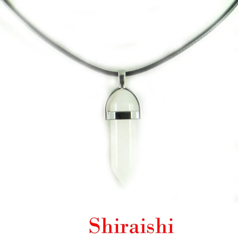 Hexagonal Rod Natural Stone or Synthetic Gemstone Chrystal Pendants. Lovely simple stone pendant for all types of geeks!