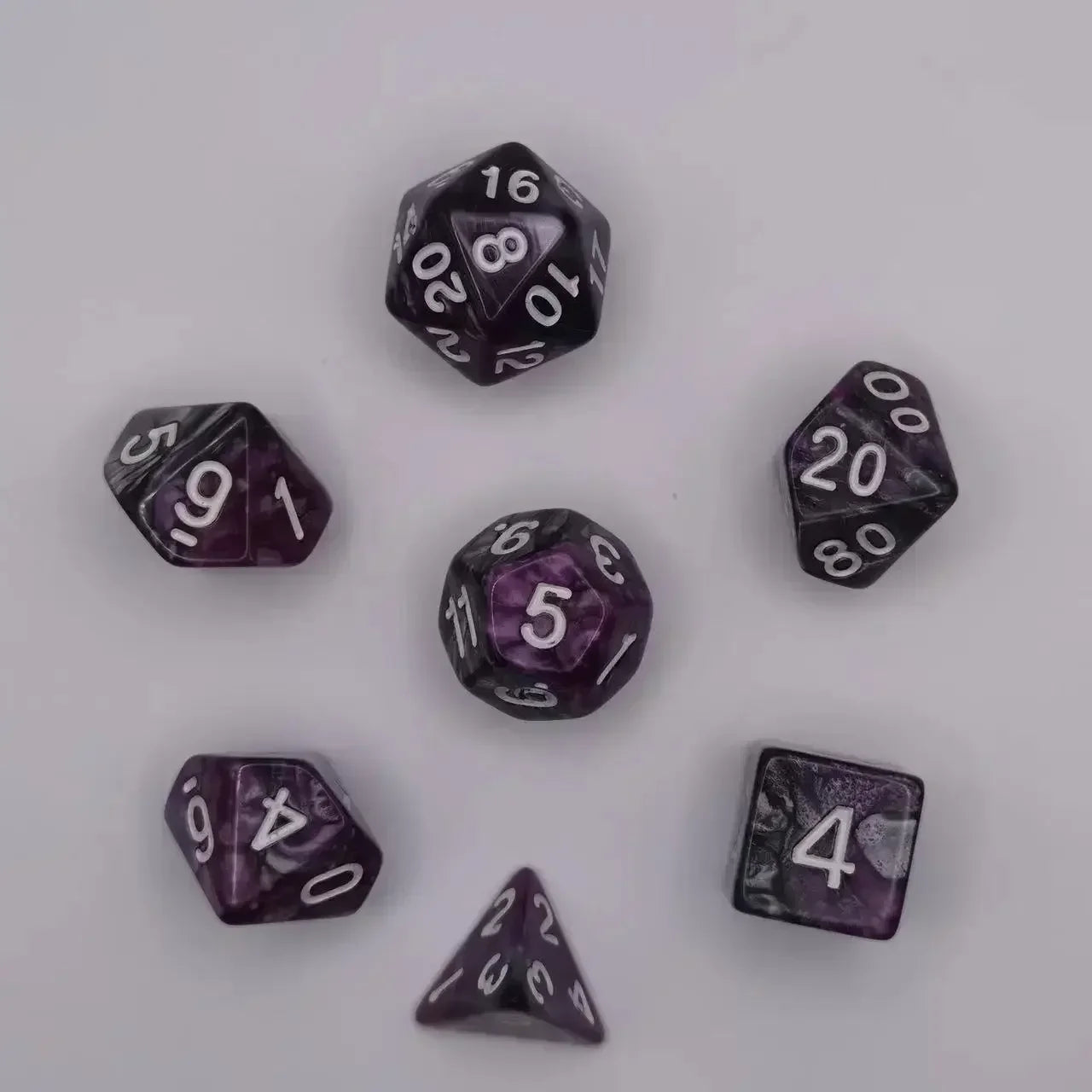 7pcs Set Dual Color Polyhedral Dice Number Dice Kit DND Dice Set for TRPG RPG COC D20 D12 D10 D8 D6 D4 Board Game Running Group