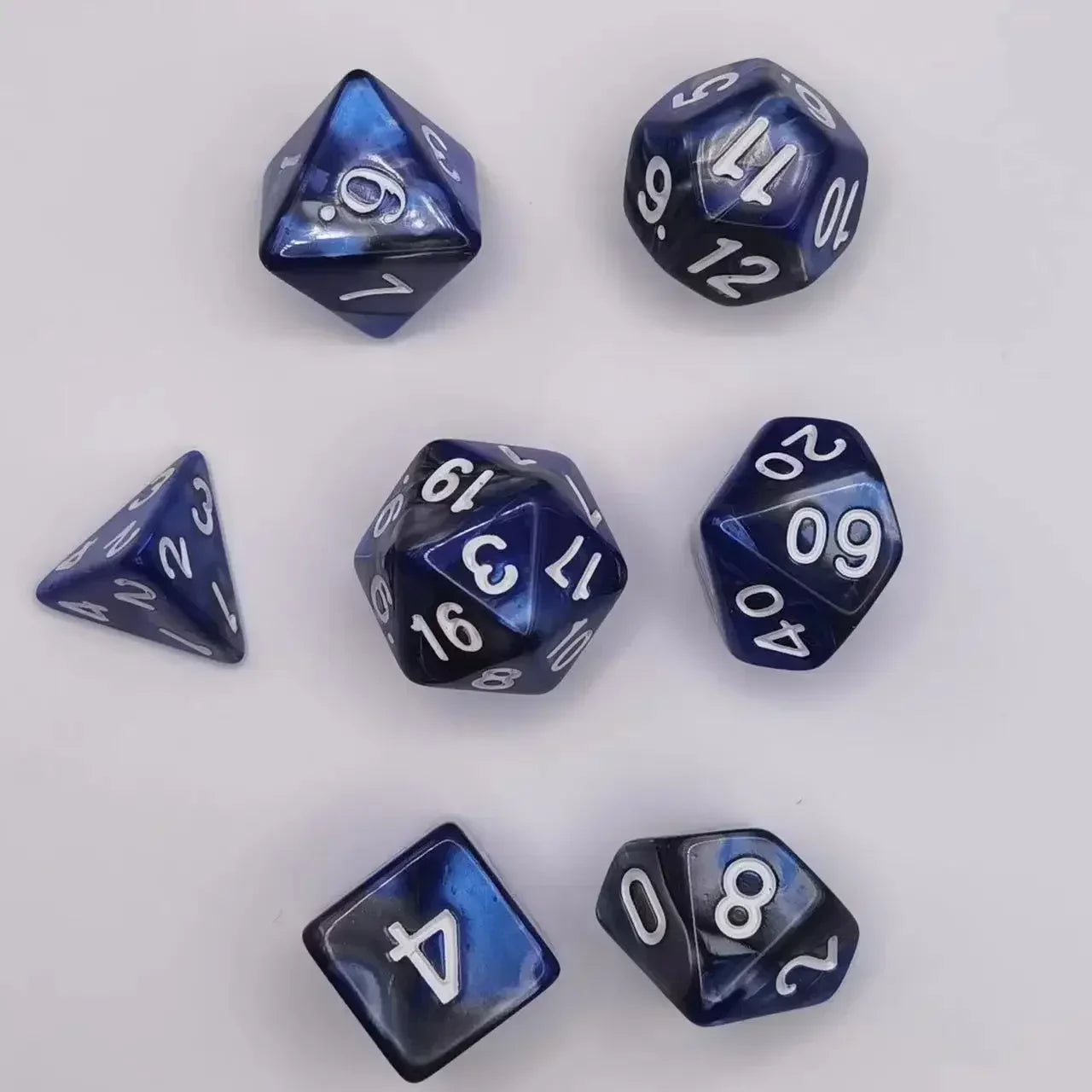 7pcs Set Dual Color Polyhedral Dice Number Dice Kit DND Dice Set for TRPG RPG COC D20 D12 D10 D8 D6 D4 Board Game Running Group