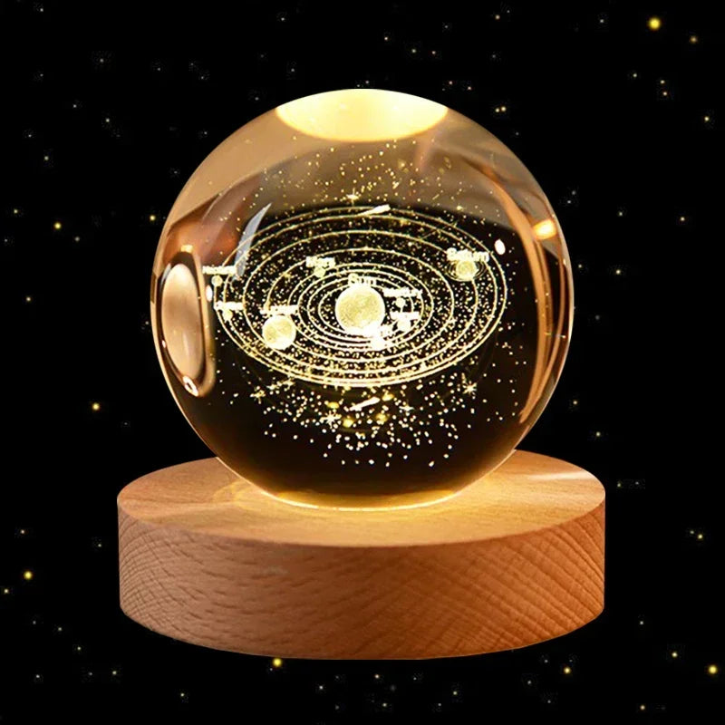 Illuminate you desk, bookshelf or night stand with one of these cool 6cm 3D Crystal globe lights. Choose from a variety of themes such as the Moon, Saturn, the Galaxy and the Solar System.